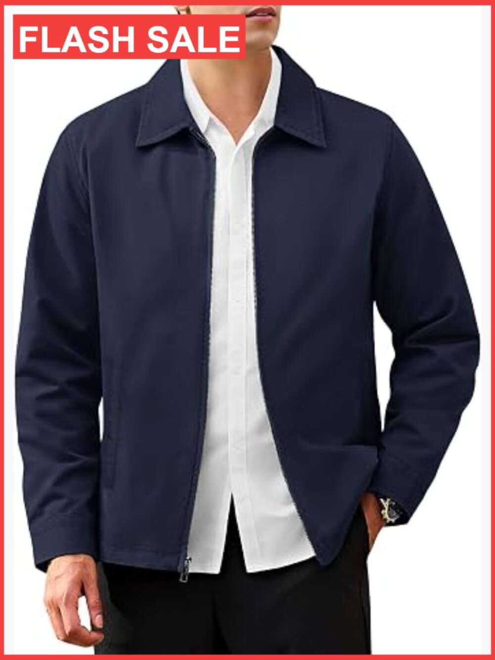 Men's Windbreaker Zip Up Jacket with Pockets Lightweight Casual